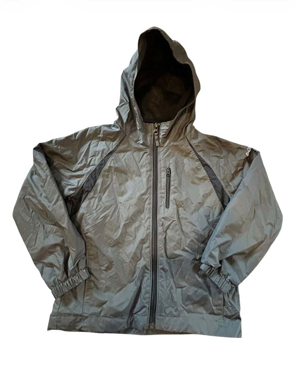 Columbia Boys Lightweight Mesh-Lined Hooded Windbreaker Jacket Grey